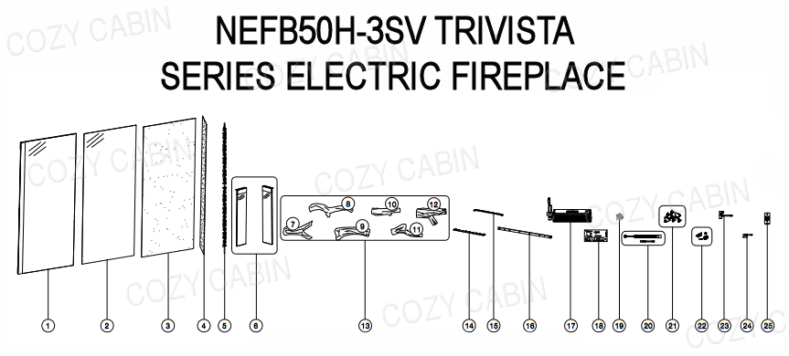 TRIVISTA PRIMIS THREE-SIDED  BUILT-IN ELECTRIC FIREPLACE (NEFB50H-3SV)  #NEFB50H-3SV